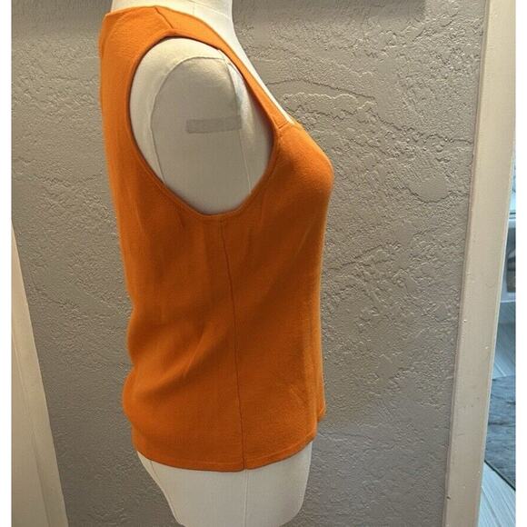 Joseph A Knit Top Tank Orange Tight Women Y2K SZ LG Office Wear Preppy Casual - Picture 3 of 6